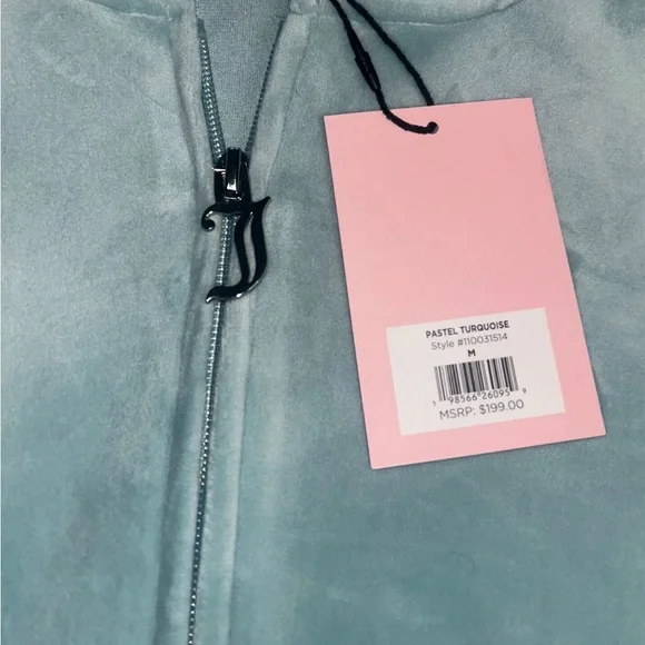 NEW! NWT JUICY COUTURE Velour OG Bling Tracksuit Set in Pastel Turquoise Size M - Picture 6 of 6